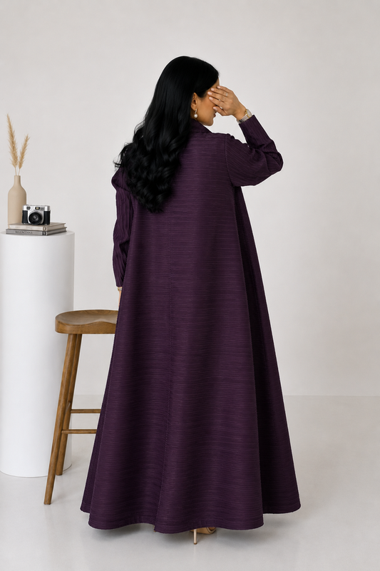 PLEATED ABAYA PLUM