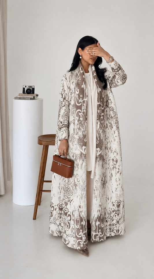 PLEATED ABAYA DESERT PRINT