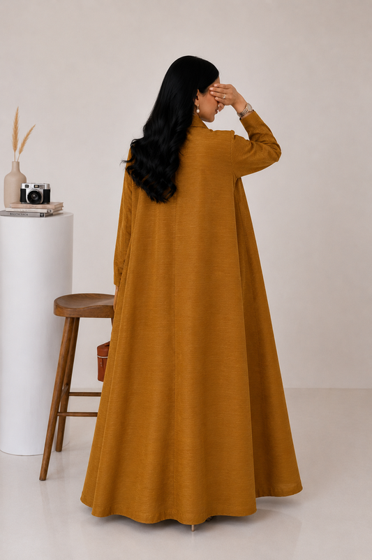 PLEATED ABAYA CARAMEL