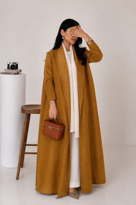 PLEATED ABAYA CARAMEL