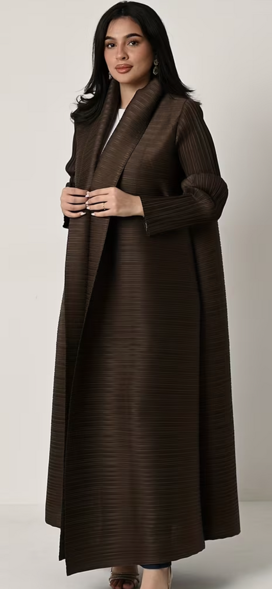 PLEATED ABAYA COFFEE BROWN