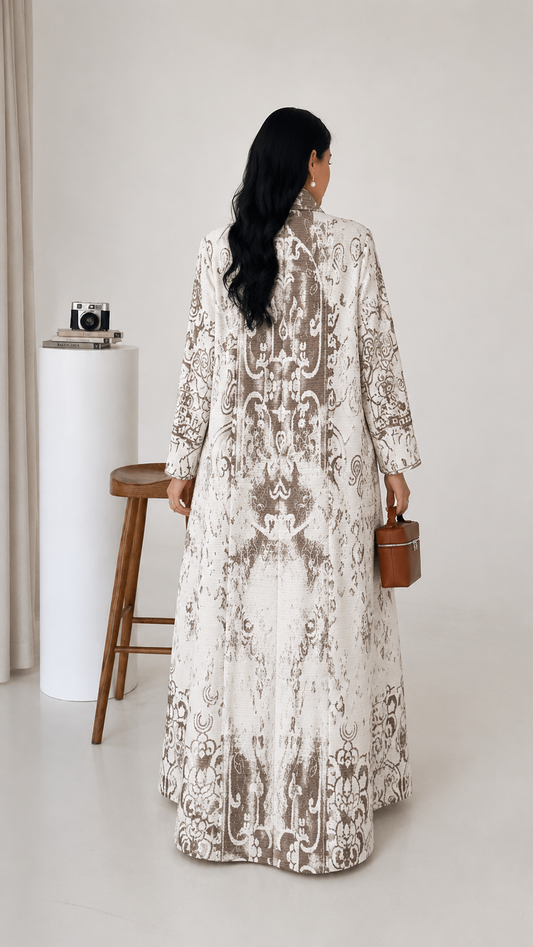 PLEATED ABAYA DESERT PRINT